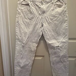 Men's Slim Fit Distressed Jeans - White